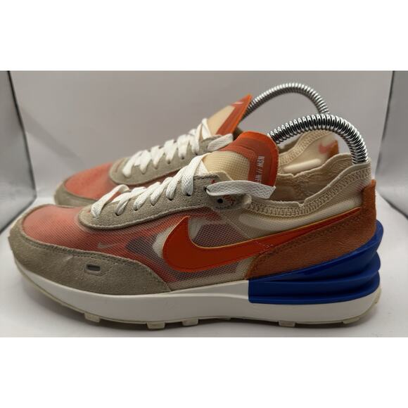 Nike Waffle One Women’s 7 DC2533-200 Pearl White Orange Mesh Suede Sneakers - Picture 3 of 9